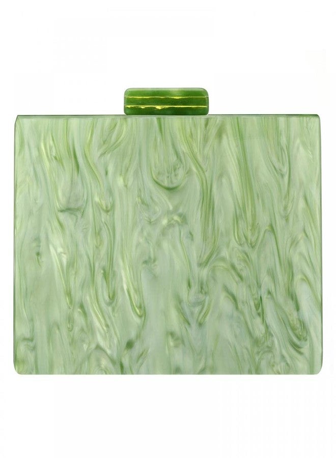 Simcat Marbling Green Acrylic Evening Bag Lady Clutch Purse Elegant Party Box Clutch Crossbody Bag for Prom Banquet Daily (Green) - Image 5